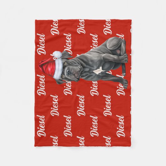 Cane Corso Hond met naam Patroon Kerstmis Fleece Deken (Voorkant)