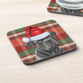 Cane Corso Hond met Rode Vakantie Geplaagd Kerstmi Bier Onderzetter