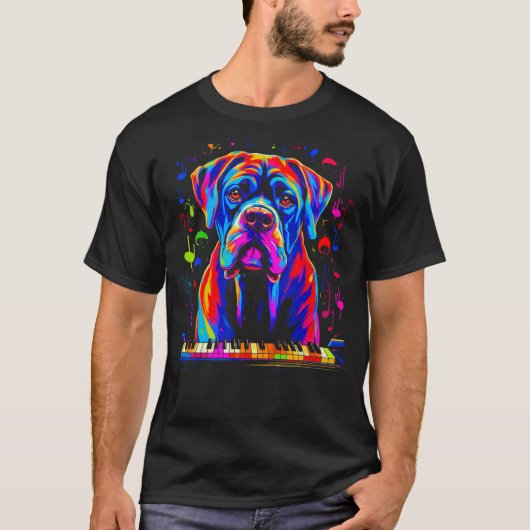 Cane Corso Hond Pianist T-shirt (Voorkant)