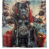 Cane Corso Hond Rijden Motorfiets Kerstmis Douchegordijn (Voorkant)
