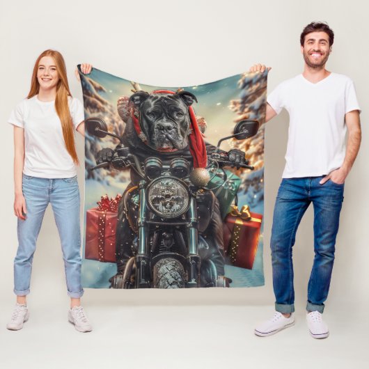 Cane Corso Hond Rijden Motorfiets Kerstmis Fleece Deken (In situ)
