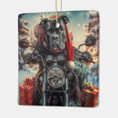 Cane Corso Hond Rijden Motorfiets Kerstmis Keramisch Ornament (Links)