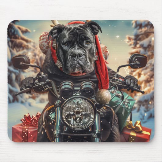Cane Corso Hond Rijden Motorfiets Kerstmis Muismat (Voorkant)