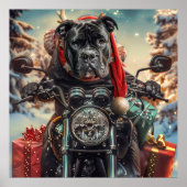 Cane Corso Hond Rijden Motorfiets Kerstmis Poster (Voorkant)