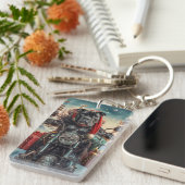 Cane Corso Hond Rijden Motorfiets Kerstmis Sleutelhanger (Voorkant Rechts)