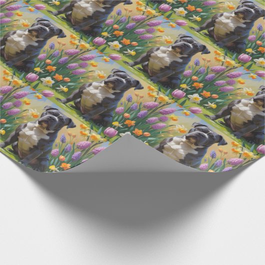 Cane Corso Hond Spring Bloemen Schilderen Cadeaupapier (Hoek)