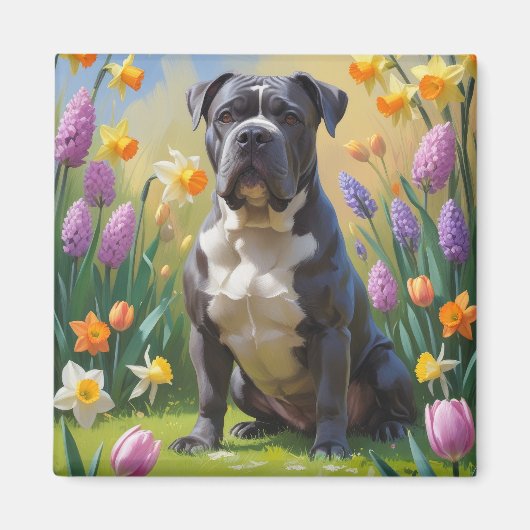 Cane Corso Hond Spring Bloemen Schilderen Magneet (Voorkant)