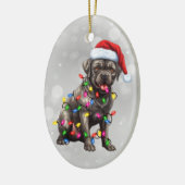 Cane Corso Hond Verpakt in Kerstverlichting Keramisch Ornament (Links)