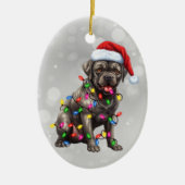 Cane Corso Hond Verpakt in Kerstverlichting Keramisch Ornament (Voorkant)