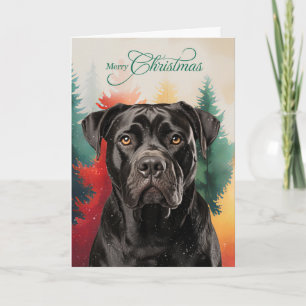Cane Corso-hond waterverf gewassen dennenbomen Feestdagen Kaart
