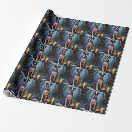 Cane Corso-hond Whimsical Halloween-schilderij Cadeaupapier (Uitgerold)