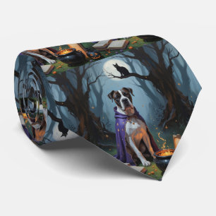 Cane Corso-hond Whimsical Halloween-schilderij Stropdas
