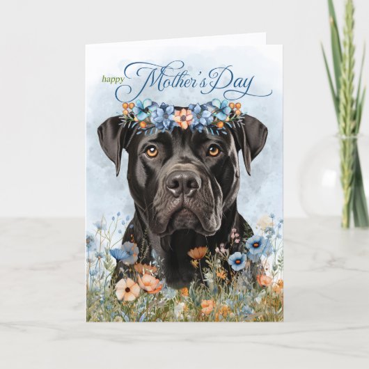 Cane Corso-hond Wildbloemen Moederdag Feestdagen Kaart (Voorkant)