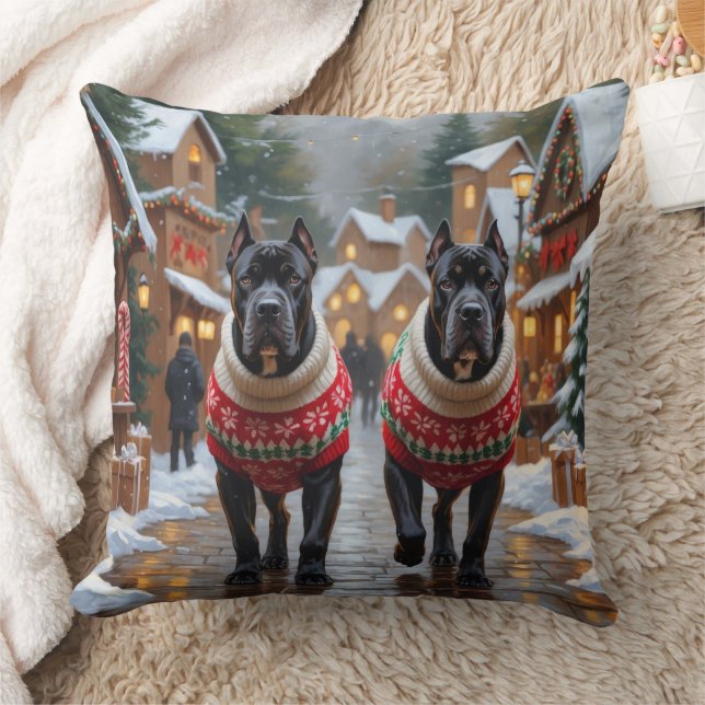 Cane Corso Honden Kerst Sneeuw Vakantie Kussen (Deken)