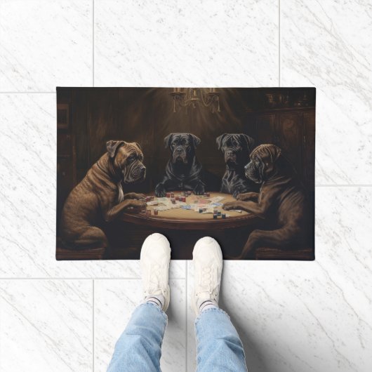 Cane Corso Honden Spelen Poker Art Deurmat (Binnen)