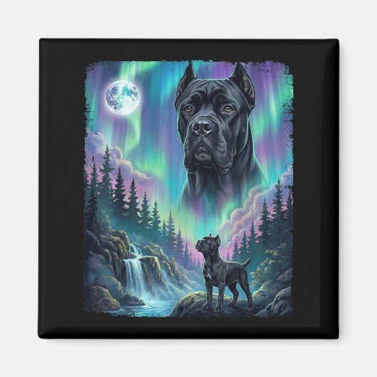 Cane Corso Huilend Noorderlicht Aurora Italiaans Magneet (Voorkant)