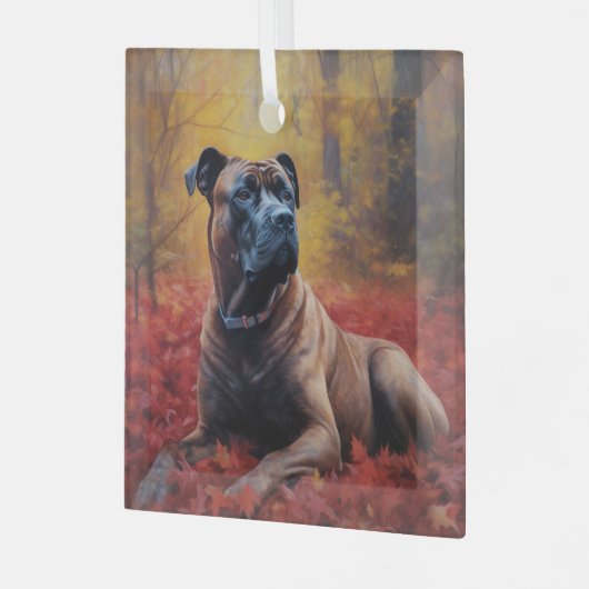 Cane Corso in Herfstbladeren Herfst Inspire Glas Ornament (Voorkant links)