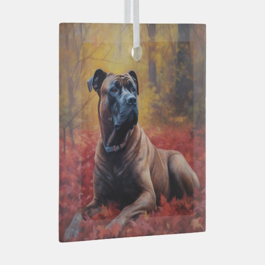 Cane Corso in Herfstbladeren Herfst Inspire Glas Ornament (Voorkant Rechts)