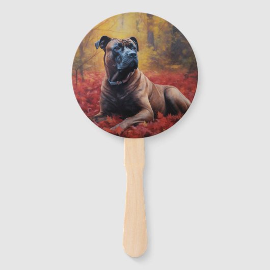 Cane Corso in Herfstbladeren Herfst Inspire Handwaaier (Achterkant)