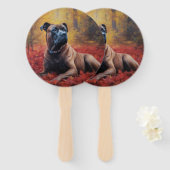 Cane Corso in Herfstbladeren Herfst Inspire Handwaaier (Voorkant en achterkant)