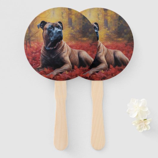 Cane Corso in Herfstbladeren Herfst Inspire Handwaaier (Voorkant en achterkant)