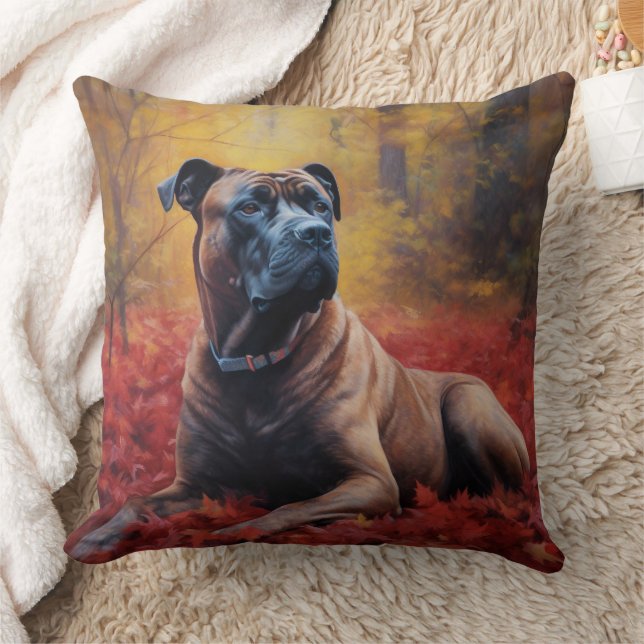 Cane Corso in Herfstbladeren Herfst Inspire Kussen (Deken)