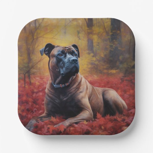 Cane Corso in Herfstbladeren Herfst Inspire Papieren Bordje (Voorkant)