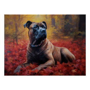 Cane Corso in Herfstbladeren Herfst Inspire Perfect Poster