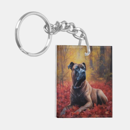 Cane Corso in Herfstbladeren Herfst Inspire Sleutelhanger (Voorkant Links)