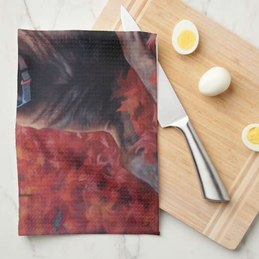 Cane Corso in Herfstbladeren Herfst Inspire Theedoek (Quarter Fold)