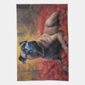 Cane Corso in Herfstbladeren Herfst Inspire Theedoek (Verticaal)
