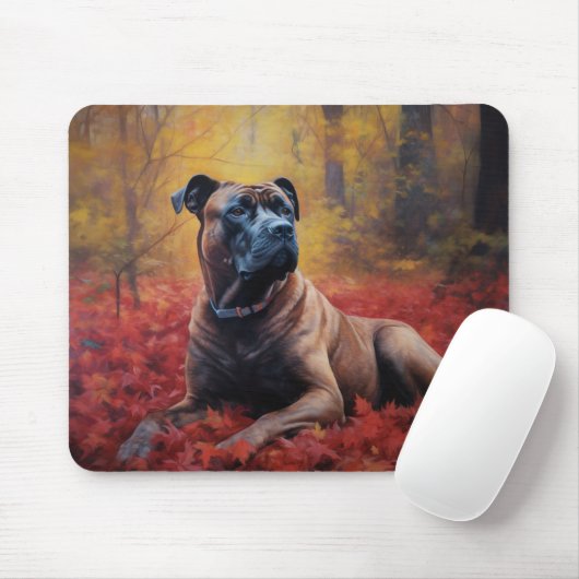 Cane Corso in herfstbladeren val inspireert Muismat (Met muis)