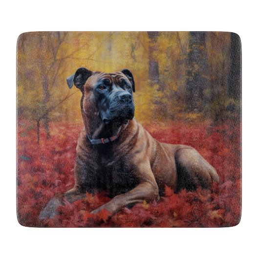 Cane Corso in herfstbladeren val inspireert Snijplank (Voorkant)