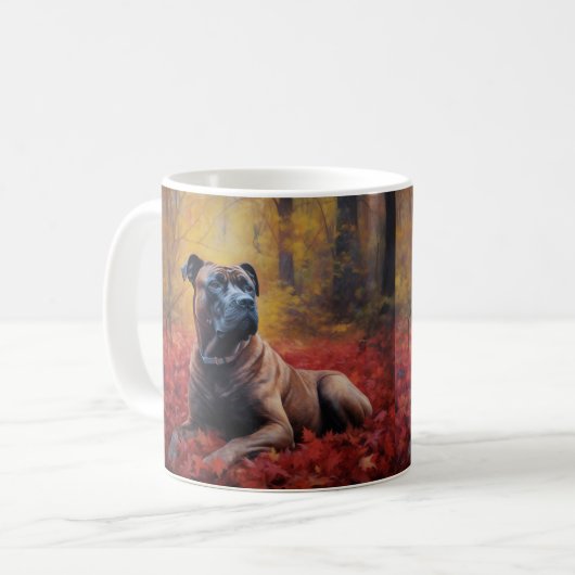 Cane Corso in herfstbladeren val inspireren  Koffiemok (Voorkant links)