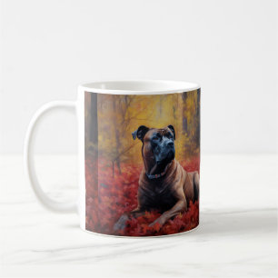 Cane Corso in herfstbladeren val inspireren  Koffiemok
