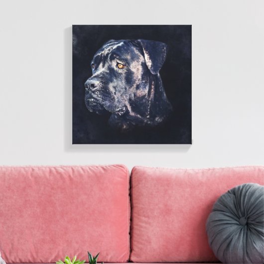 Cane Corso - Italiaans Mastiff-portret Canvas Afdruk (Insitu (Woonkamer))