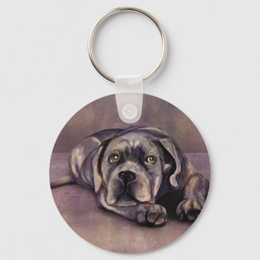 Cane Corso - Italiaanse Mastiff Puppy Sleutelhanger (Voorkant)