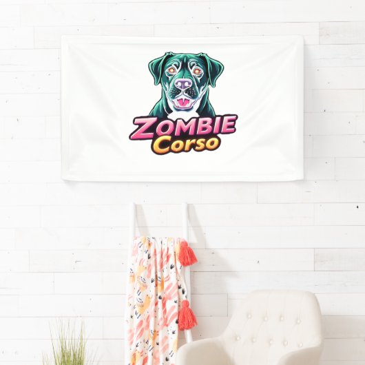 Cane Corso Italiaanse Mastiff Zombie Dog Halloween Spandoek (Insitu)