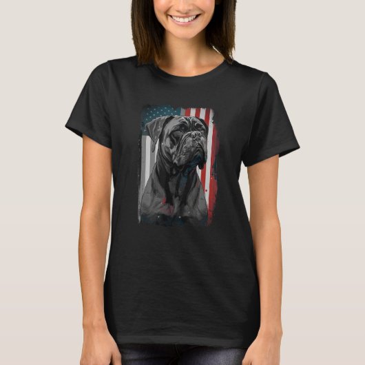 Cane Corso Italian Mastiff Dog Patriotic USA Ameri T-shirt (Voorkant)