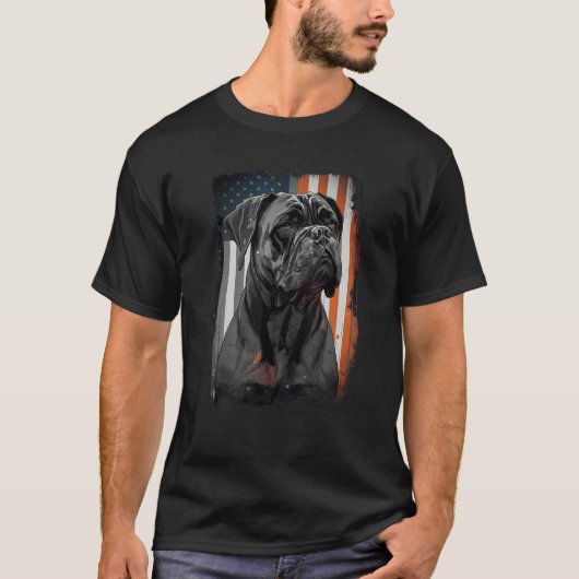 Cane Corso Italian Mastiff Dog Patriotic USA Ameri T-shirt (Voorkant)