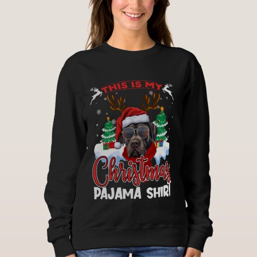 Cane Corso Kerst Grappig Kerstmispyjama Rendier Ma Trui (Voorkant)