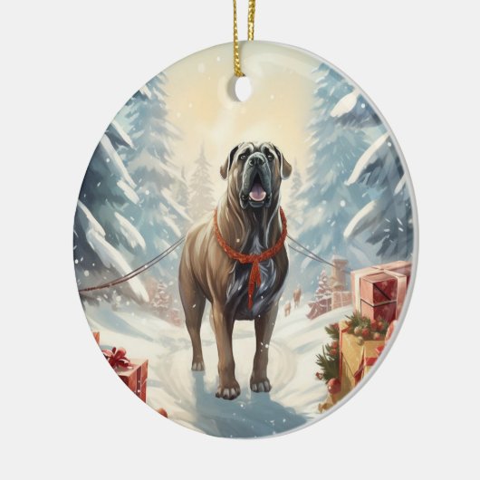 Cane Corso kerst, hondenherdenkingsgeschenk, honde Keramisch Ornament (Links)