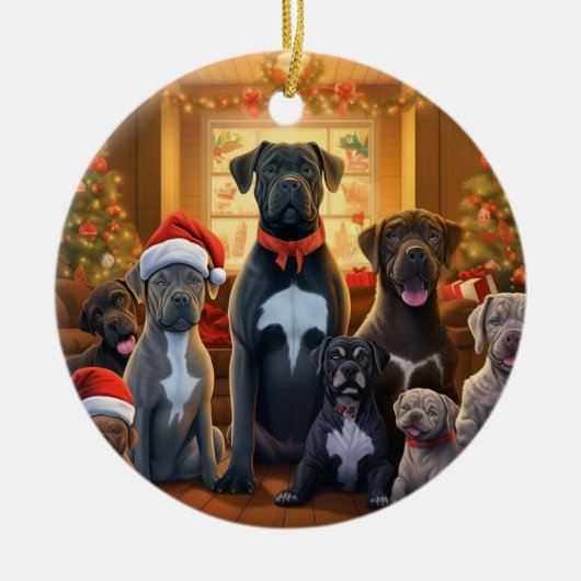 Cane Corso kerst, hondenherdenkingsgeschenk, honde Keramisch Ornament (Voorkant)