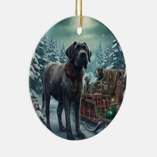 Cane Corso kerst, hondenherdenkingsgeschenk, honde Keramisch Ornament (Rechts)