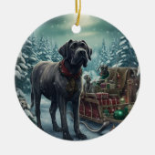 Cane Corso kerst, hondenherdenkingsgeschenk, honde Keramisch Ornament (Voorkant)
