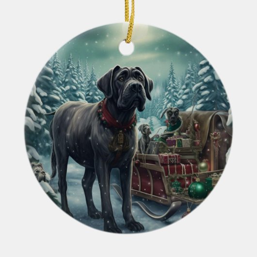 Cane Corso kerst, hondenherdenkingsgeschenk, honde Keramisch Ornament (Voorkant)