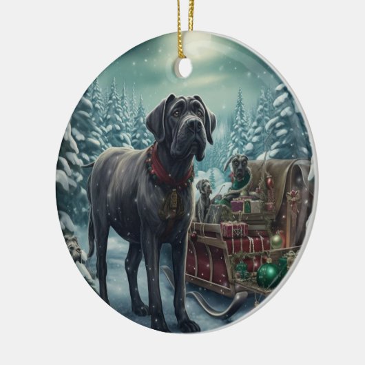 Cane Corso kerst, hondenherdenkingsgeschenk, honde Keramisch Ornament (Links)