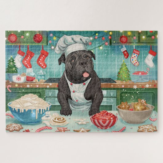 Cane Corso Kerstbakfeest: Festieve Kerstmis Legpuzzel (Horizontaal)