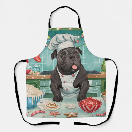 Cane Corso Kerstbakfeest: Festieve Kerstmis Schort (Voorkant)