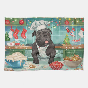 Cane Corso Kerstbakken: Festieve Kerstmis Theedoek